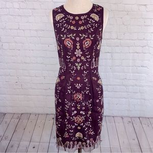 Anthropologie Ranna Gill Embroidered Dress Size 8